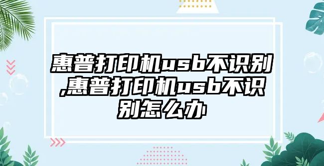 惠普打印機(jī)usb不識(shí)別,惠普打印機(jī)usb不識(shí)別怎么辦