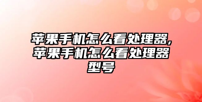 蘋果手機怎么看處理器,蘋果手機怎么看處理器型號