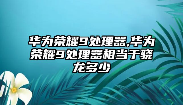 華為榮耀9處理器,華為榮耀9處理器相當(dāng)于驍龍多少